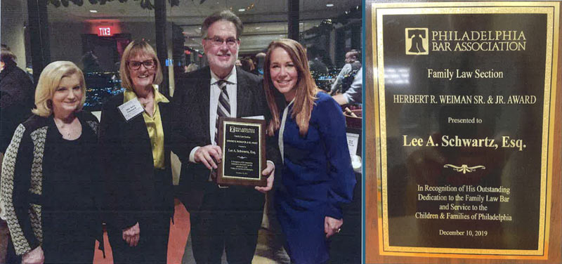Lee A. Schwartz accepting the Philadelphia Bar Association award